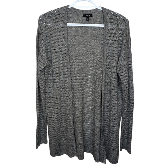 Apt. 9 Grey Knit Open Front Longer Cardigan Sweater Women Medium - Picture 1 of 8